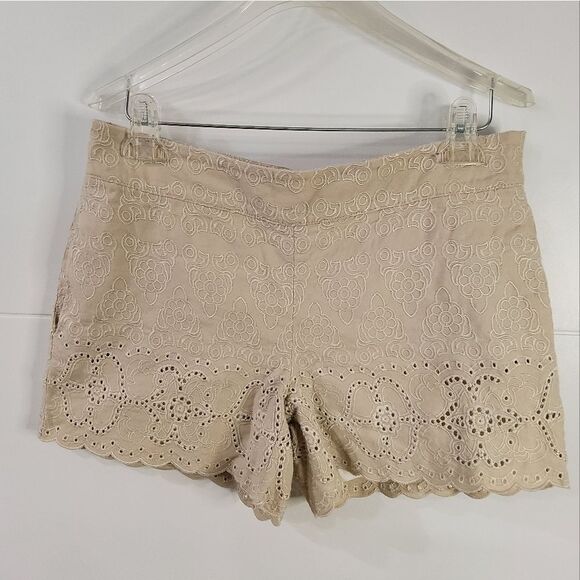 Anthropologie Elevenses Linen Blend Embroidered Shorts Size 6 - Picture 2 of 13